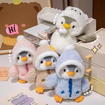 Милая плюшевая игрушка пингвин для детей, мягкая подушка с одеждой, шапки, декоративная детская кукла для сна, подарок на день рождения для детей коричневый