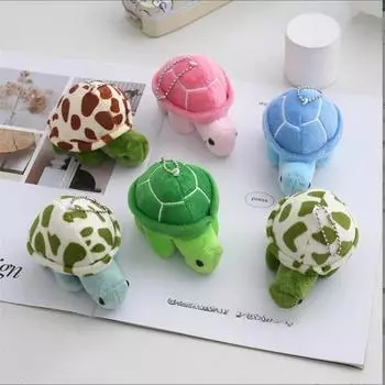Милая плюшевая игрушка в виде маленькой черепахи, маленькая подвеска, брелок для ключей в виде черепахи, сумка для украшений, книга, сумка, кулон 10 см 0-10cm