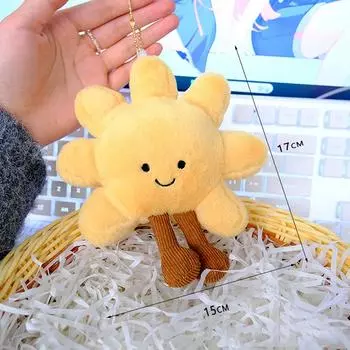 Милая плюшевая игрушка в виде улыбающегося лица желтого солнца, милая мультяшная плюшевая игрушка в виде погоды для детской спальни, декор для дивана, подушка onesize