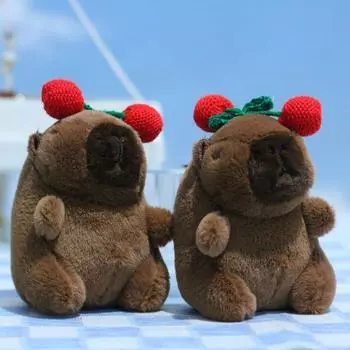 Милая плюшевая игрушка в виде вишневой капибары капибара, мультяшная морская свинка, подвеска, мягкая кукла, брелок, рюкзак, сумка для автомобиля, брелок для детей, подарок