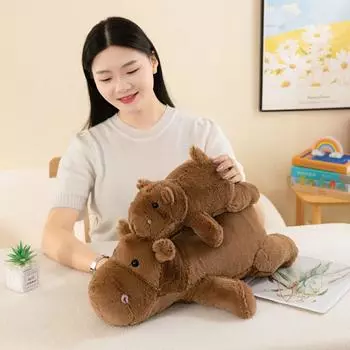 Милая плюшевая кукла-бегемот, мягкая кукла-бегемот, плюшевые игрушки-бегемоты Moo Deng, рождественский подарок розовый