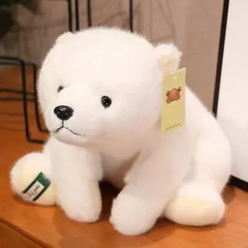 Милая плюшевая кукла белого медведя, мягкая нечеткая хлопковая игрушка из полипропилена, имитирующая сидение S