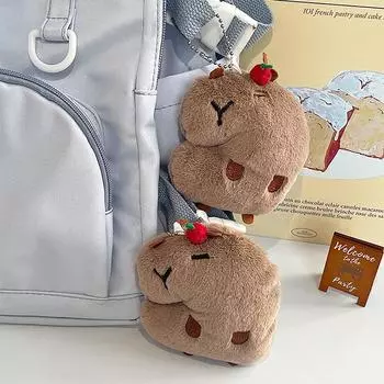Милая плюшевая кукла-брелок, мультяшная игрушка-писк-капибара, брелок для ключей, рюкзак, кулон, декор, милые пушистые животные, подарок на день рождения ребенка ONESIZE