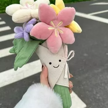 Милая плюшевая кукла-цветок, мягкая игрушка, мягкое растение, плюшевое милое улыбающееся лицо, которое можно обнимать