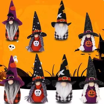 Милая плюшевая кукла-гном в шляпе ведьмы, гномы-вампиры для украшения на Хэллоуин, шведский эльф-томте, мягкая кукла, декор стола