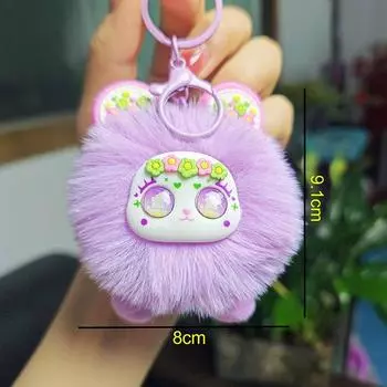 Милая плюшевая кукла, игрушка, кулон, мультяшный кот, брелок, кавайный автомобиль, плюшевый брелок, модный женский, для девочек, сумка, украшение, подарки, аксессуары фиолетовый