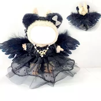 Милая плюшевая кукла игрушка подарок мультфильм детская тряпичная кукла сменная одежда, плюшевые игрушки аксессуары One Size чёрный