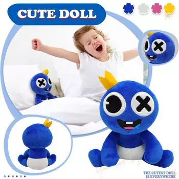 Милая плюшевая кукла, игрушка в подарок, детская тряпичная кукла в мультяшном стиле One Size синий