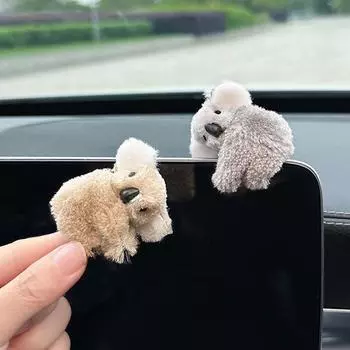 Милая плюшевая кукла коала, украшение для салона автомобиля, зеркало заднего вида, экран управления, декор, солнцезащитный козырек, зажим для карт, подарочные автомобильные аксессуары серый