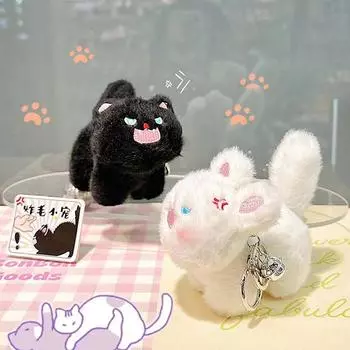 Милая плюшевая кукла-кошка, подвесная сердитая кукла-котенок, брелок, подарочный пакет, подвесные украшения