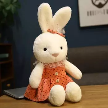 Милая плюшевая кукла кролик, милый кролик с юбкой, мягкая плюшевая игрушка, мультяшные животные, украшения для девочек и мальчиков, подарок на день рождения 40cm жёлтый