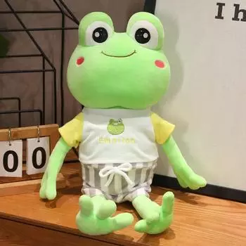 Милая плюшевая кукла лягушка с длинными ногами в одежде, маленькая лягушка, квакающая, кукла для автомата с клешнями, кукла для ножниц, подарок на день рождения Total length 35cm