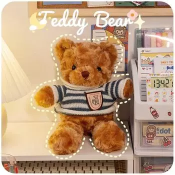 Милая плюшевая кукла-медведь, плюшевые игрушки, большой размер, свитер, кукла-подушка, подарок на день рождения для женщин 30cm