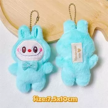 Милая плюшевая кукла-монстр Labubu, брелок для ключей, мультяшный рюкзак, брелок, украшение, подарки на день рождения синий