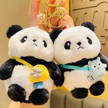Милая плюшевая кукла панда с героями мультфильмов, креативный брелок, школьная сумка, подвеска для пары, небольшой подарок для мальчиков и девочек, подарок жёлтый