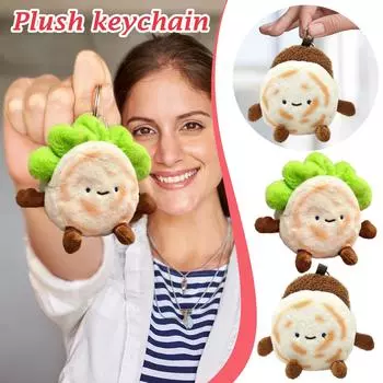 Милая плюшевая кукла Roujiamo, сумка, подвеска, модная паровая булочка, школьный рюкзак, подвеска, брелок для ключей для пары и подруги One Size