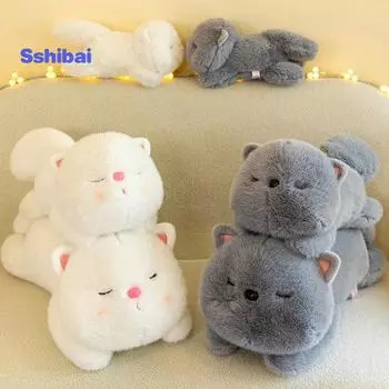 Милая плюшевая кукла с имитацией кота - хлопковая мягкая игрушка из полипропилена - подарок на день рождения для сна ребенка S белый