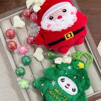 Милая плюшевая кукла Санта-Клауса на рождественскую елку, бусины, брелок для мобильного телефона, кулон, креативная сумка, украшение, рождественский декор, подарок A2 зелёный