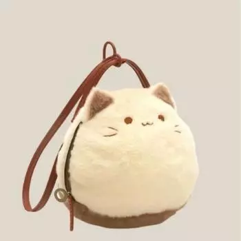 Милая плюшевая маленькая сумка для кошек, сумка-через плечо с изображением мультяшной пушистой куклы