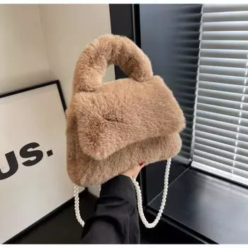 Милая плюшевая маленькая сумка на одно плечо, новинка 2023 года, модная и модная женская сумка через плечо, текстурированная повседневная сумка