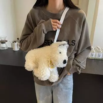 Милая плюшевая маленькая женская сумка 2024 года, новая сумка-кукла с изображением мультяшной девочки, универсальная сумка через плечо на осень и зиму розовый