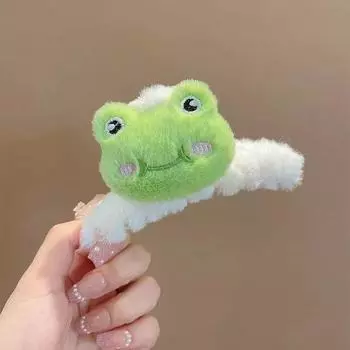 Милая плюшевая мультяшная металлическая заколка для волос для летних женских волос, аксессуары для волос One Size зелёный