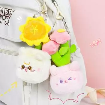 Милая плюшевая панда в горшке, бамбуковый подсолнух, кукла, игрушка, брелок, рюкзак, подвески, украшения, аксессуары, подарки
