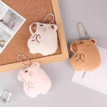 Милая плюшевая подвеска Capibara, мультяшная кукла Capybara, брелок для ключей, сумка для ключей, рюкзак, декор для детей, подарок розовый