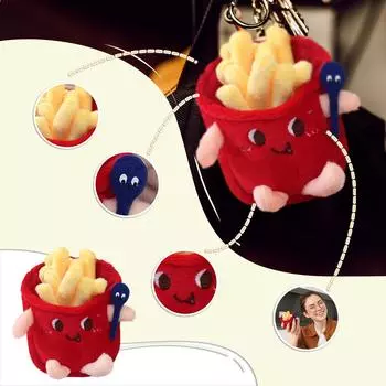 Милая плюшевая подвеска в виде картофеля фри, кукольная кукла в виде картофеля фри, брелок в виде сумки-книги в виде картофеля фри One Size красный