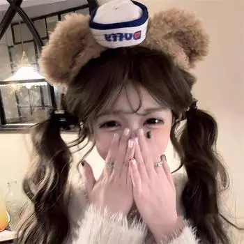 Милая плюшевая повязка на голову с изображением медведя Даффи из мультфильма, осенне-зимняя повязка на голову для парка развлечений с фотографией, аксессуары для волос для милых девочек