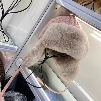 Милая плюшевая шапка на шнуровке для женщин, теплая на осень и зиму, с защитой от ушей, утолщенная уличная шапка с молнией 56 белый