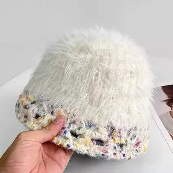 Милая плюшевая шапка рыбака, детская, осенне-зимняя, универсальная, закрывающая лицо, теплая, защитная шапка для ушей, вязаная шерстяная шапка для бассейна M (56-58cm) rainbow edge dots белый