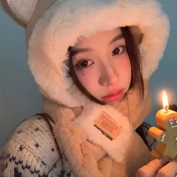 Милая плюшевая шапка с ушками Firefox, шарф, перчатки, интегрированная женская зимняя утолщенная термошапка, морозостойкая шапка Lei Feng