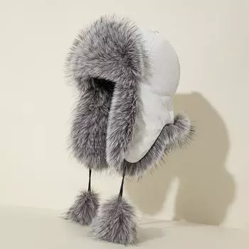 Милая плюшевая шапка в виде щенка, женская зимняя велосипедная теплая утолщенная защитная шапка для защиты ушей, мультяшная шапка Lei Feng One Size белый