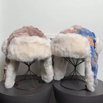 Милая плюшевая шапка женская осенне-зимняя утолщенная теплая тай-дай ретро морозостойкая маленькая северо-восточная шляпа прилив Average size (55-59cm) розовый