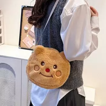 Милая плюшевая сумка большой емкости через плечо мультяшная сумка для девочек милая кукольная сумка для мобильного телефона хаки