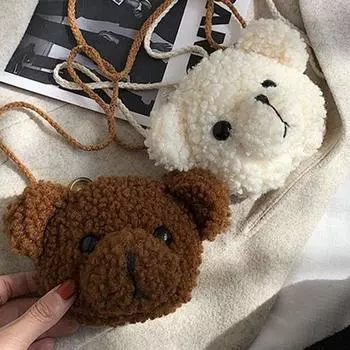 Милая плюшевая сумка через плечо с медведем для детей, детские сумки-мессенджеры с героями мультфильмов, кавайные плюшевые кошельки, рюкзаки для маленьких девочек с мягкими игрушками