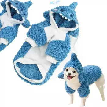 Милая плюшевая толстая одежда для собак и кошек Shark превращается в забавную плюшевую одежду для собак среднего размера из хлопка на осень/зиму XS
