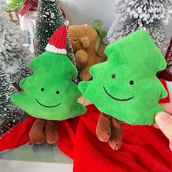 Милая плюшевая улыбающаяся рождественская елка в шляпе, зеленая рождественская елка, украшение для вечеринки, брелок, сумка, кулон, подарок one size зелёный