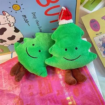 Милая плюшевая улыбающаяся рождественская елка в шляпе, зеленая рождественская елка, украшение для вечеринки, брелок, сумка, кулон, подарок