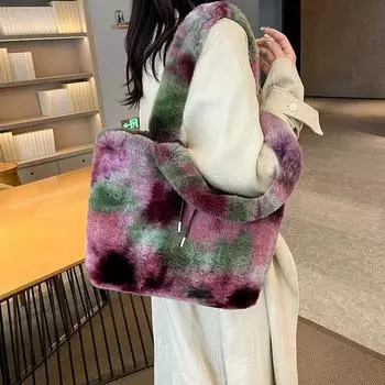 Милая плюшевая универсальная ручная сумка-тоут для женщин, классные сумки для девочек, кошелек и сумочка для женщин, сумка через плечо one size серый