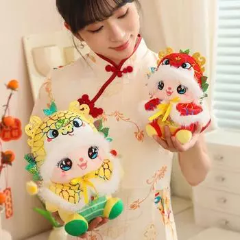 Милая плюшевая змея 2025 года, кукла-мультфильм «Год змеи», китайский Новый год, зодиакальная игрушка для детей и взрослых, украшение на лунный Новый год S золотистый