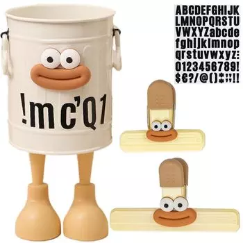 Милая подставка для ручек с изображением милого персонажа, забавная подставка для ручек, канцелярская ручка с изображением персонажа, шариковая ручка, кисточка для макияжа, скрепка для бумаги для офиса и офиса кремовый