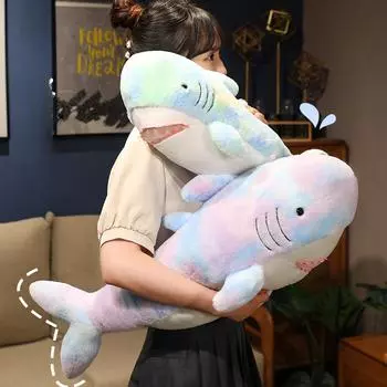 Милая подушка Abu Shark Tie-Dye, большая кукла-акула, плюшевая игрушка, машина для ловли, кукла, детский подарок 35cm 0.15kg