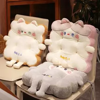 Милая подушка для сиденья с котенком, мягкая толстая плюшевая подушка для спинки офисного кресла, декор комнаты, плюшевая подушка, подушки для автомобильного сиденья 40x40x8cm розовый