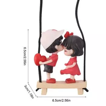 Милая подвеска для автомобиля с качающейся парой, мультяшная стоящая пара, зеркало заднего вида, мальчик и девочка, влюбленные, зеркало заднего вида чёрный