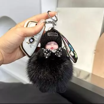 Милая подвеска для автомобиля, спящая кукла, мультяшный плюшевый брелок для куклы, аксессуары для кукол One Size чёрный