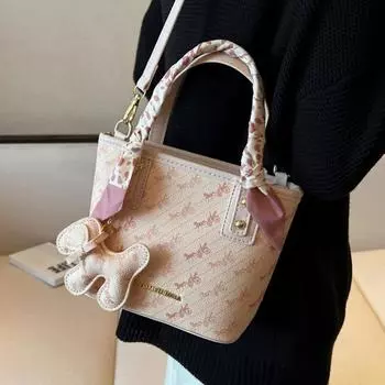 Милая подвеска, изысканный шелковый шарф, украшение, женская сумка через плечо, новая цветочная сумка для девочек, сумка-корзина для овощей, модная сумка для девочек