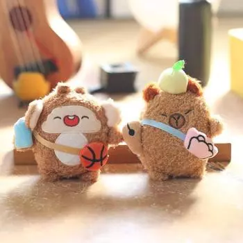 Милая подвеска Капибала, плюшевая игрушка, кукла, маленькая обезьянка, сумка, подвесное украшение, брелок, тряпичная кукла 12cm