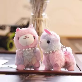 Милая подвеска в виде альпаки, плюшевая игрушка, кукла, маленькая мини-трава, грязь, лошадь, мультяшный школьный портфель, подвесное украшение, тряпичная кукла 13cm